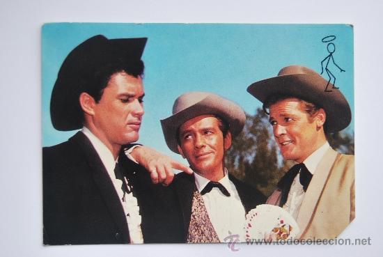 Postales: POSTAL DE ROGER MOORE- JACK KELLY- ROBERT COLBERT - Foto 1