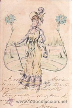 Postais: TARJETA POSTAL DIBUJO DAMA ANTIGUA, MUJER &Eacute;POCA, SERIE 117, N&ordm;8