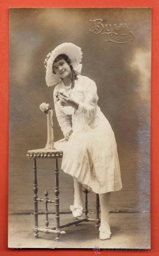 Postkarten: postal - mujer con sombrero y de blanco - ed. lktd - a&ntilde;os principios de siglo xx