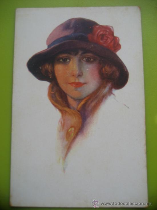 Postais: Mujer con sombrero. Postal sin circular
