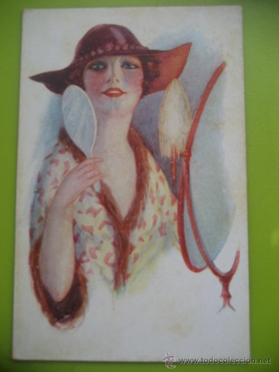 Postais: Mujer con sombrero. Postal sin circular
