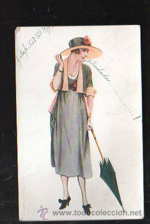 Postais: TARJETA POSTAL DE MUJER PARISINA A LA MODA DE 1917. N&ordm; 4, SERIE 32.