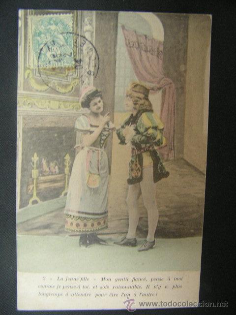 Postkarten: postal francia, circulada,coloreada,romantica,galanes,ref rob  cj1