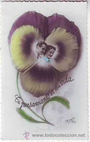 Cartoline: FLOR CON PAREJA ROMANTICA.