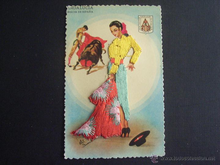 Cartoline: POSTAL MUJER,TORERA, BORDADA