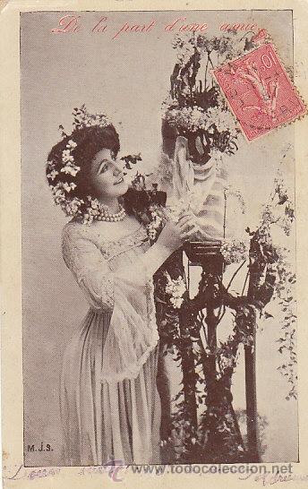 Postales: De parte de una amiga, circulada en 1907 - Foto 1