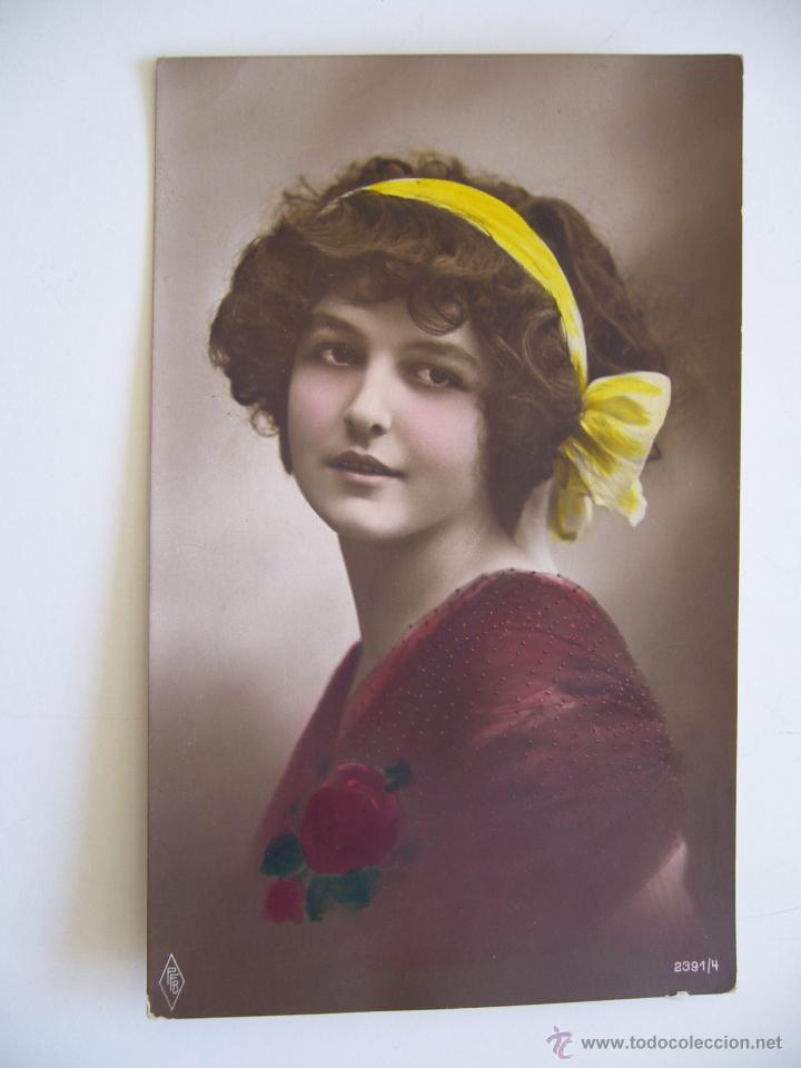 Postais: Postal Rom&aacute;ntica de Mujer con diadema. 2391/4. Circulada 1914.