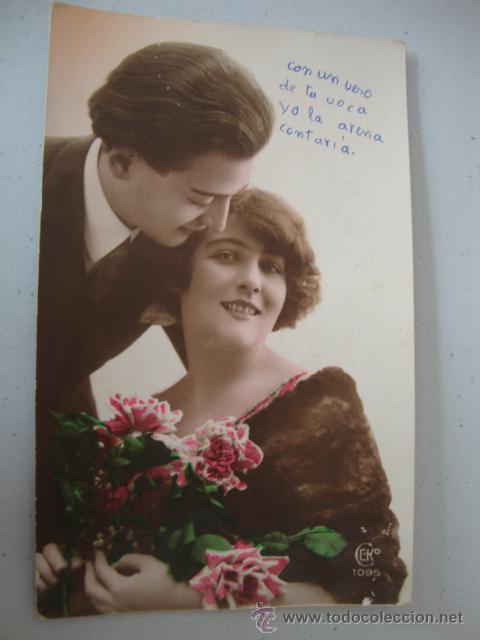 Cartoline: ANTIGUA POSTAL ROMANTICA COLOREADA, 100X100 ORIGINAL DE LOS A&Ntilde;OS 20
