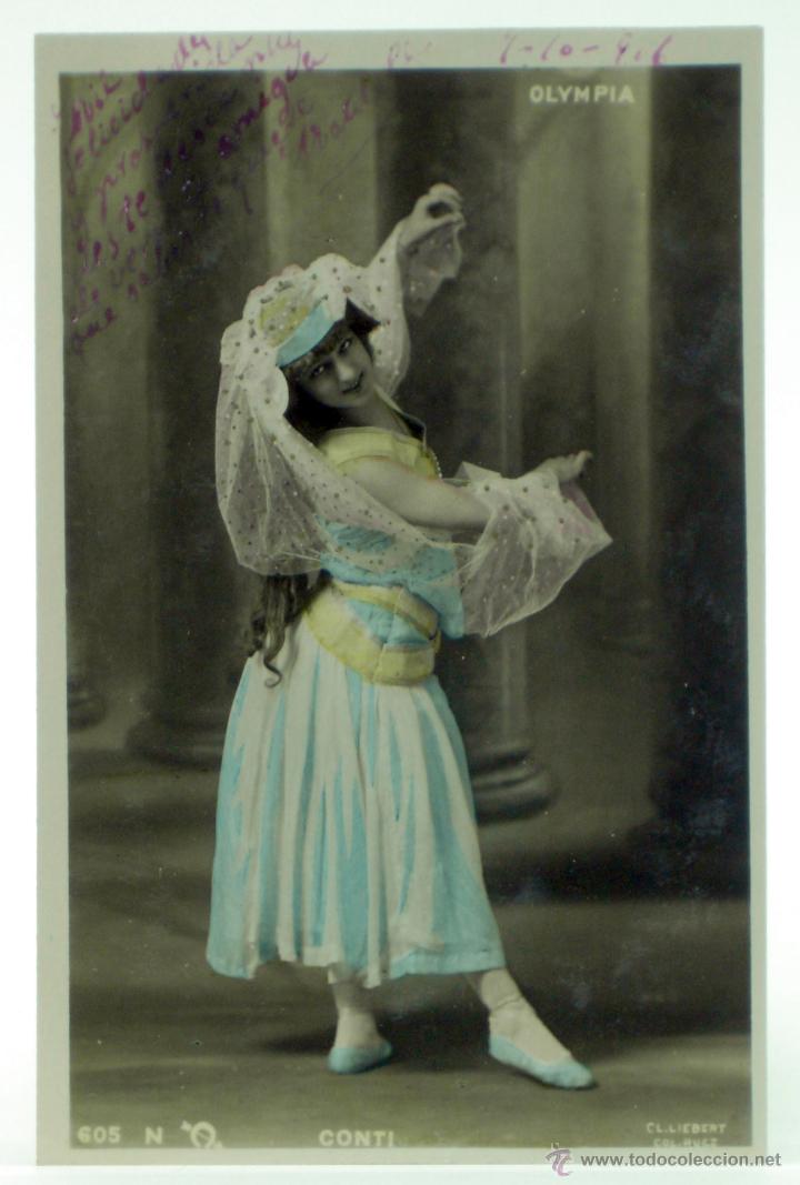 Postkarten: Postal francesa artista Olympia Conti Clich&eacute; Liebert Col Ruez 605 Union postale escrita 1906