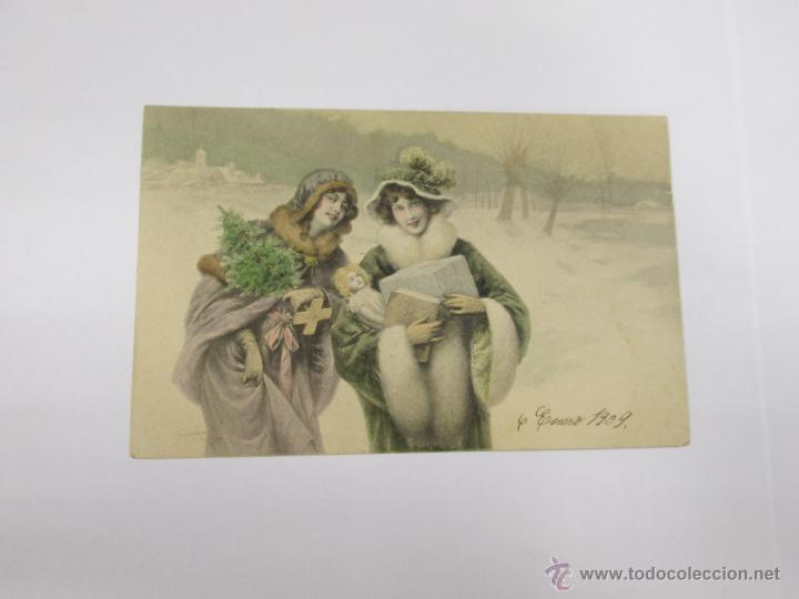 Postais: MUJERES EN NAVIDAD - ESCRITA 1909 - CON SELLO - CIRCULADA