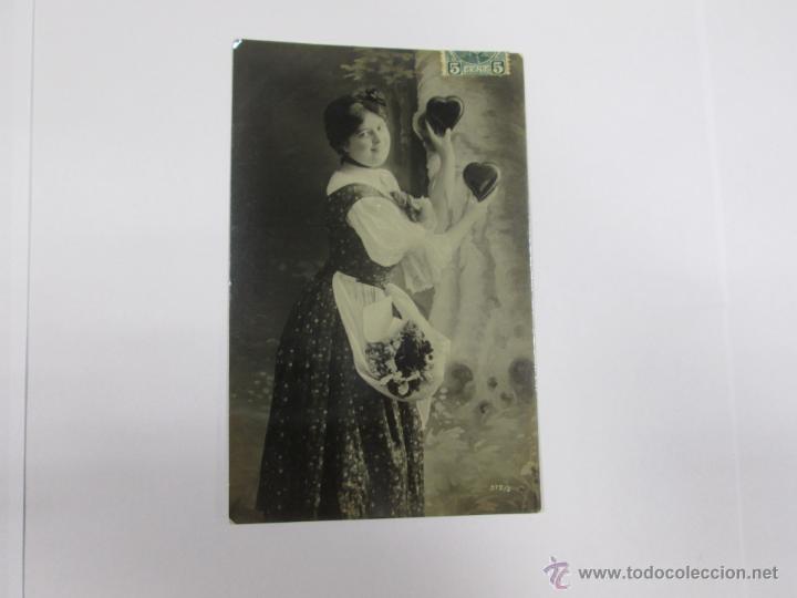 Cartoline: MUJER CON CORAZONES - ESCRITA 1908 - CON SELLO - CIRCULADA