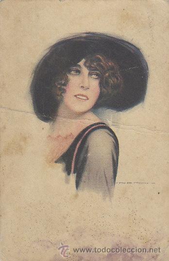 Postales: Una chica, circulada en 1906 - Foto 1