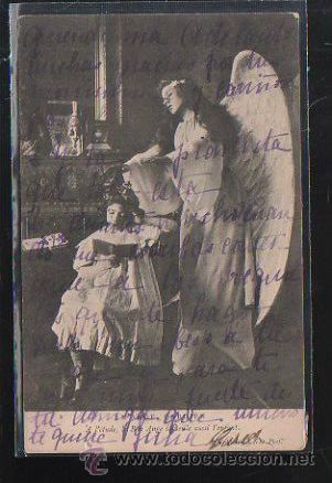 Postais: TARJETA POSTAL DE GALANTES Y MUJERES. L'ANGE GARDIEN.