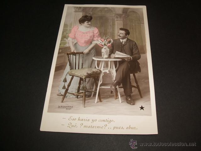 Postales: POSTAL PAREJA EN UNA MESA - Foto 1