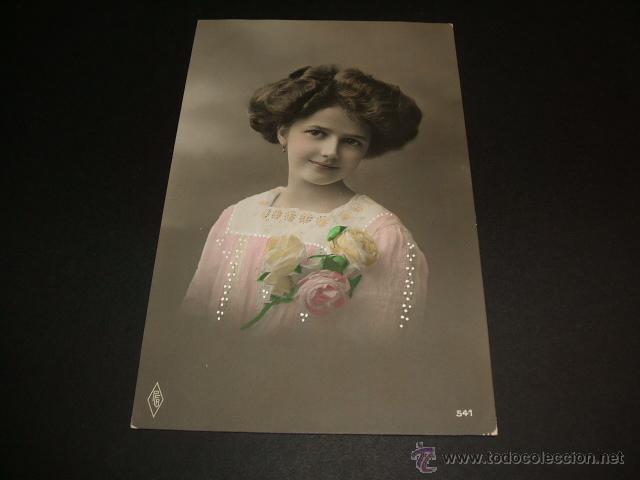 Postales: POSTAL 1911 MUJER CON ROSAS - Foto 1