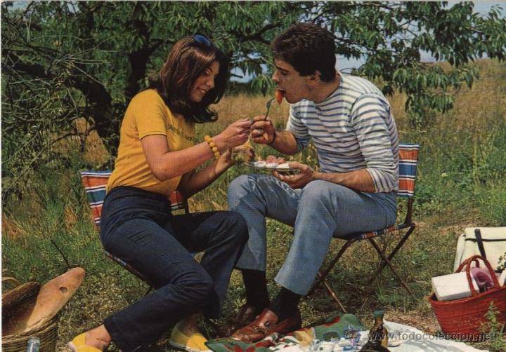 Postales: Postal parejita vintage de pic-nic
