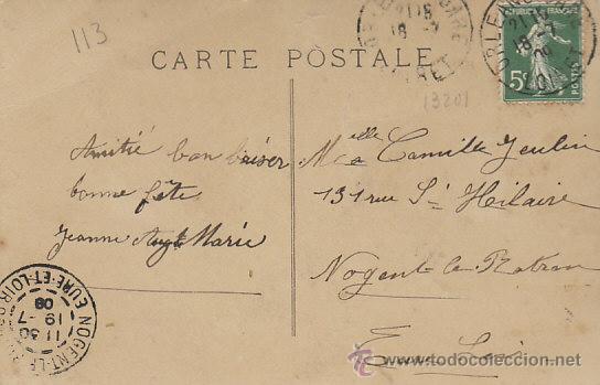 Postales: POSTAL ROM&Aacute;NTICA CIRCULADA EN 1908 (VER DORSO) - Foto 2