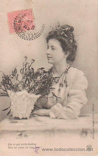 Postales: POSTAL ROM&Aacute;NTICA CIRCULADA EN 1905 - Foto 1