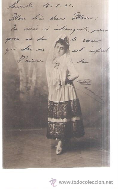Postais: TARJETA POSTAL GALANTES Y MUJERES, MUJER CON TRAJE T&Iacute;PICO DE MADRID EN SEPIA