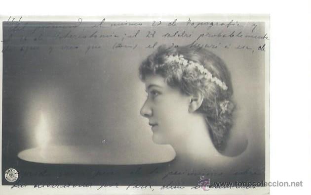 Postais: TARJETA POSTAL GALANTES Y MUJERES, RETRATO PERFIL MUJER JUNTO A LUZ DE VELA, SEPIA
