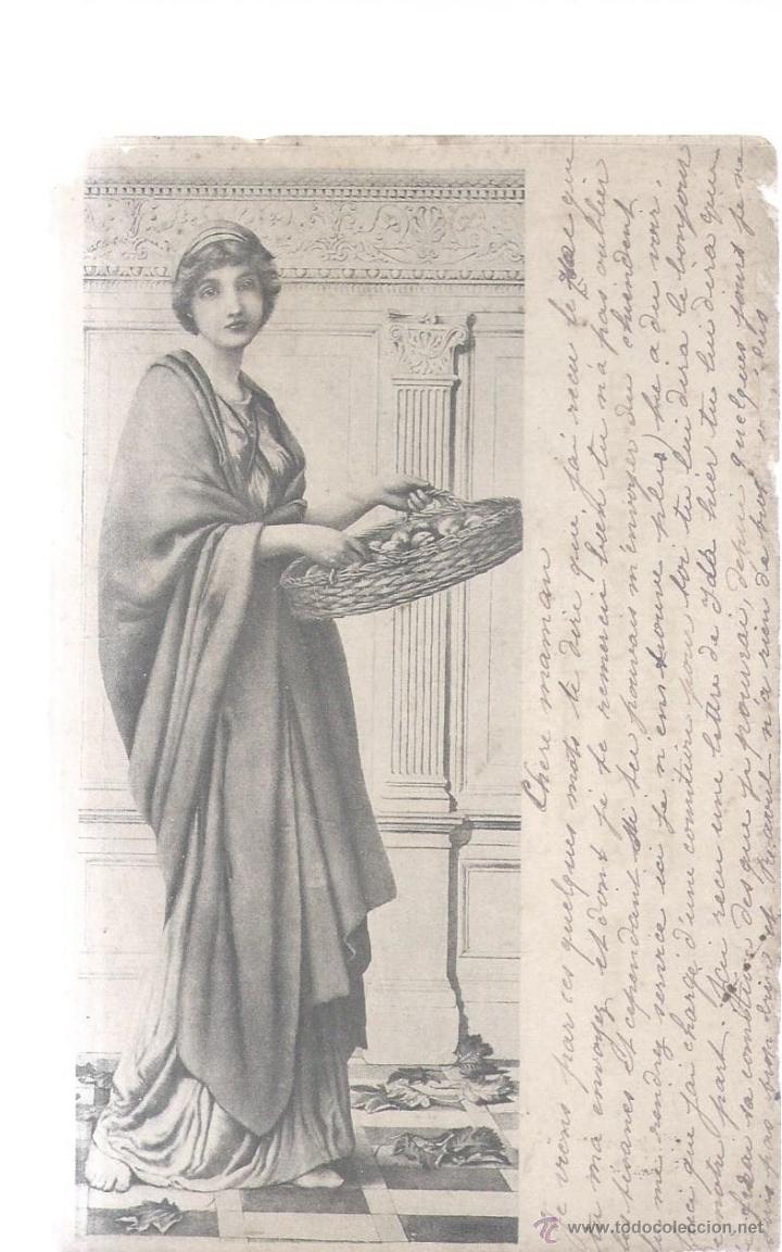 Postais: TARJETA POSTAL GALANTES Y MUJERES, MUJER CL&Aacute;SICA PORTANDO CESTA DE FRUTOS, 157 MUNK WIEN