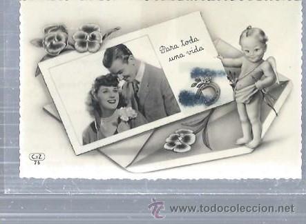 Cartoline: TARJETA POSTAL QUERUBIN PORTANDO FOTO DE PAREJA DE ENAMORADOS, PARA TODA UNA VIDA, CYZ 75