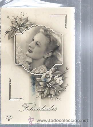 Cartoline: TARJETA POSTAL RETRATO DE MUJER DENTRO DE ORLA ADORNADA CON FLORES, FELICIDADES CYZ 89