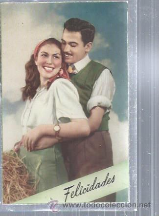 Cartoline: TARJETA POSTAL FOTOGR&Aacute;FICA ROM&Aacute;NTICA PAREJA DE ENAMORADOS, FELICIDADES, COLOR CYZ 594