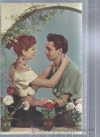 Postais: ROM&Aacute;NTICA PAREJA DE ENAMORADOS DENTRO DE VENTANA ADORNADA DE MACETAS, CARA A CARA, 2061