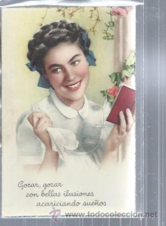 Postais: TARJETA POSTAL MUJER CON LIBRO EN UNA MANO Y PA&Ntilde;UELO EN OTRA, GOZAR ILUSIONES SUE&Ntilde;OS, CYZ 597