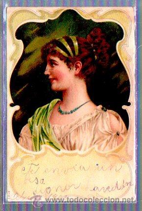 Cartoline: TARJETA POSTAL DE GALANTES Y MUJERES. PERFIL DE UNA MUJER. 9101.