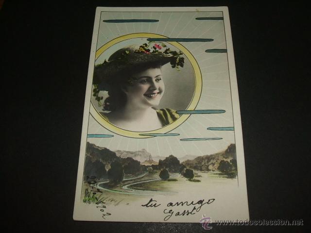 Postales: MUJER CON PAISAJE POSTAL - Foto 1