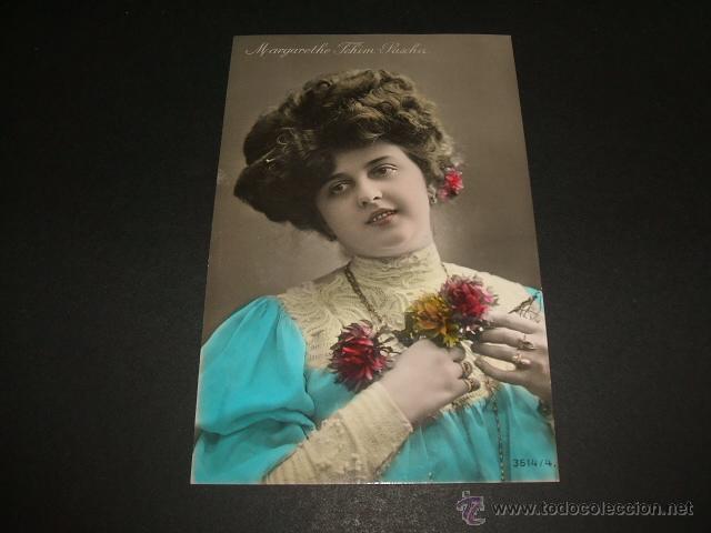 Postales: MUJER CON FLORES POSTAL ANTIGUA - Foto 1