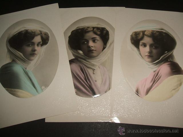 Postales: MUJER ELEGANTE 3 POSTALES ANTIGUAS - Foto 1