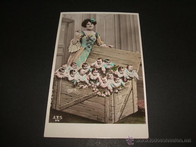 Postales: MUJER CON NI&Ntilde;OS POSTAL ANTIGUA - Foto 1