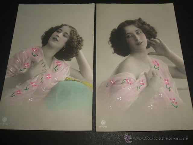 Postales: MUJER ELEGANTE 2 POSTALES ANTIGUAS - Foto 1