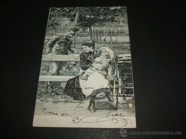 Postales: NI&Ntilde;ERA CON MILITAR POSTAL ANTIGUA - Foto 1