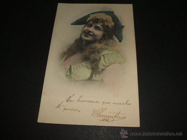 Postales: DAMA CON TOCADO POSTAL ANTIGUA - Foto 1