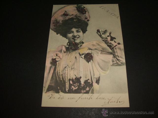 Postales: MUJER CON CEREZAS POSTAL ANTERIOR A 1905 - Foto 1