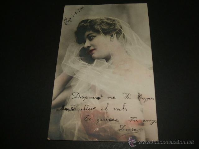 Postales: MUJER CON VELO POSTAL 1903 - Foto 1