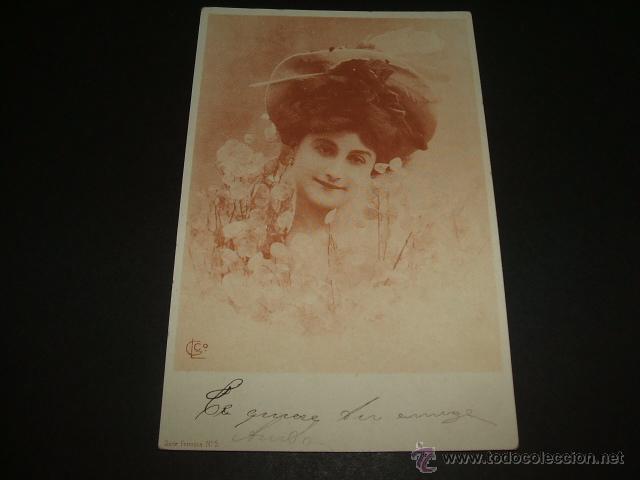 Postales: MUJER CON FLORES POSTAL ANTIGUA - Foto 1