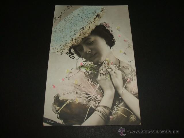 Postales: MUJER  CON SOMBRERO POSTAL ANTIGUA - Foto 1