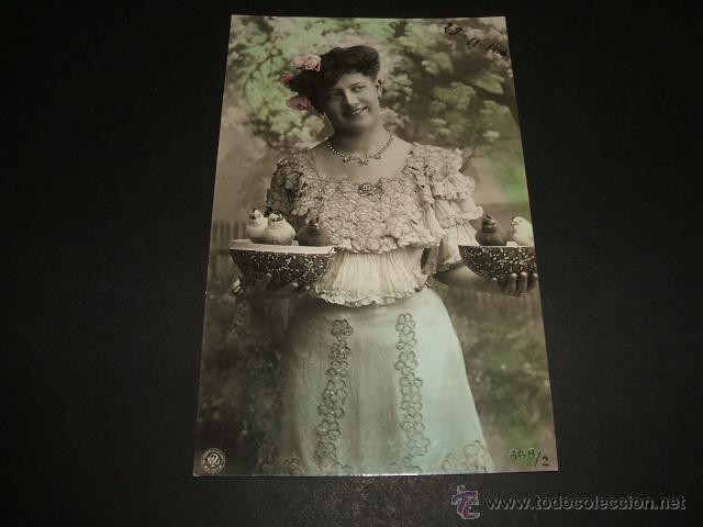Postales: MUJER CON POLLITOS POSTAL ANTIGUA - Foto 1