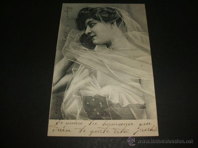 Postales: MUJER CON TUL POSTAL ANTIGUA - Foto 1