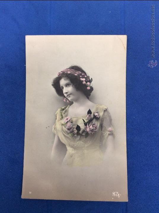 Postales: Dama de &eacute;poca 1900. Postal Coloreada . Manuscrita, sin fecha - Foto 1