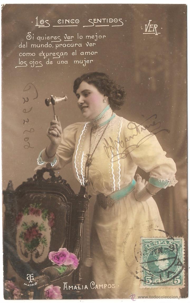 Postales: Amalia Campos Los cinco sentidos 1908