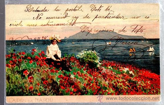 Cartoline: TARJETA POSTAL DE GALANTES Y MUJERES. MUJER EN CAPRI DA NAPOLI. EDI. RICHTER.