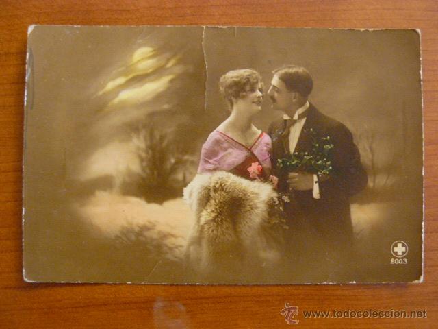 POSTAL ROMANTICA COLOREADA. CIRCULADA.