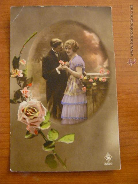 POSTAL ROMANTICA COLOREADA. CIRCULADA.