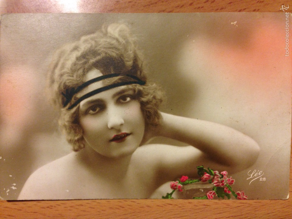 Postales: Antigua postal rom&aacute;ntica mujer belleza art deco